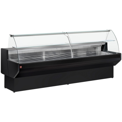 Comptoir vitrine réfrigéré à vitre bombée, avec réserve - NOIR ML25/B5-R2
